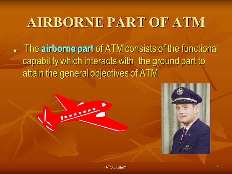 AIRBORNE PART OF ATM  The airborne part of ATM consists of the functional